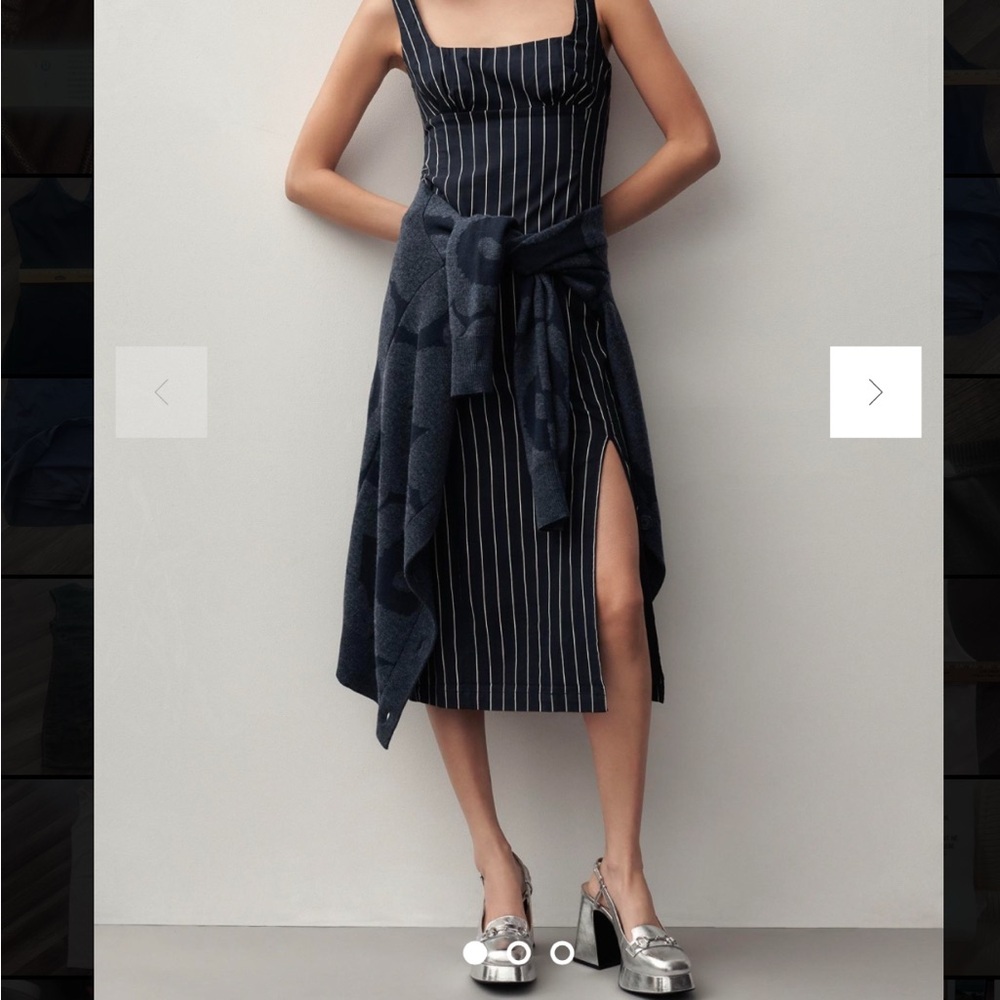 Anthropologie Slim Square-Neck Slit Midi Dress‎ Size M